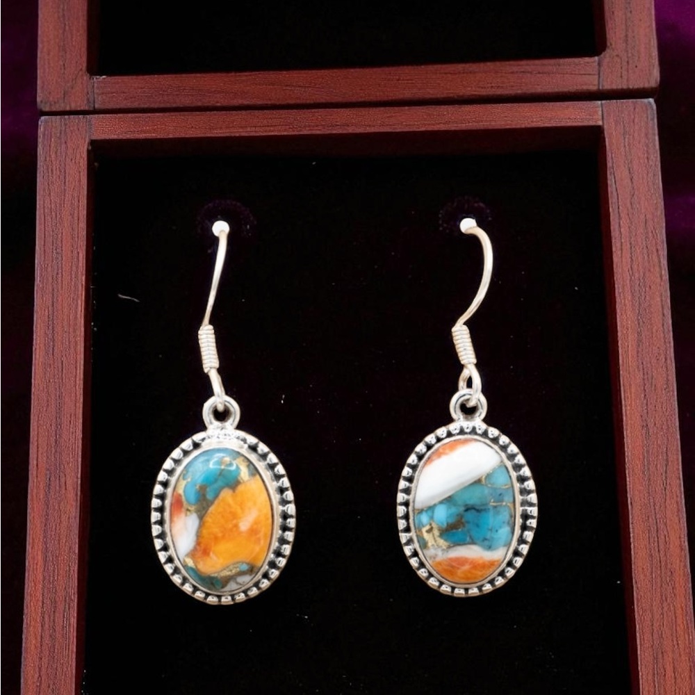 Sterling Silver and Turquoise Oval Earrings